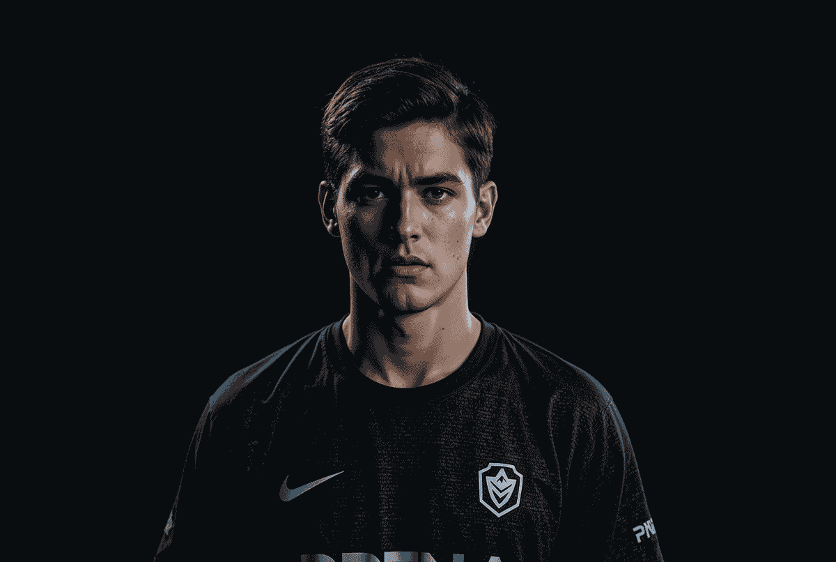 Tim Bren Esports bersiap di panggung turnamen, mengenakan jersey resmi dan menatap layar dengan fokus tinggi sebelum pertandingan dimulai.