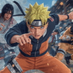 Ilustrasi karakter Naruto dan ninja lainnya dari game Naruto Mobile sedang bertarung di medan rahasia