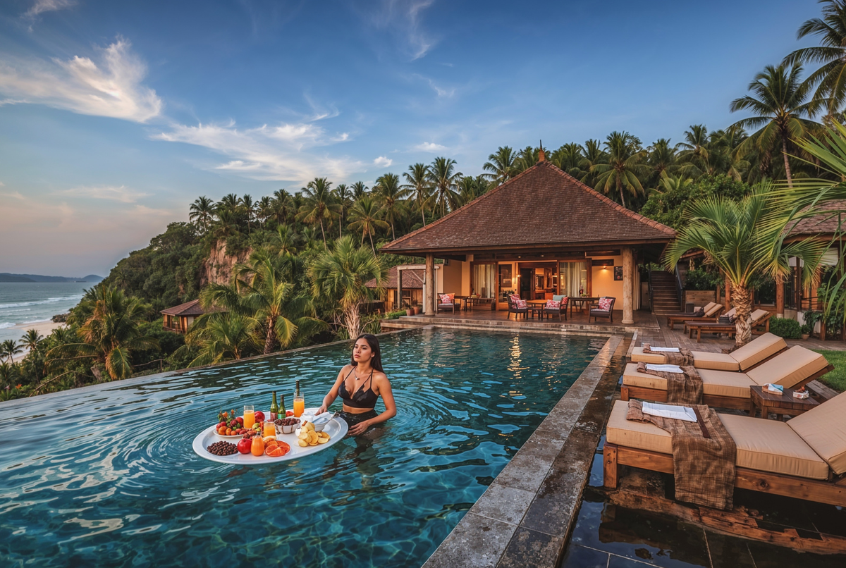 Resort mewah di tepi laut Bali yang termasuk dalam paket liburan eksklusif