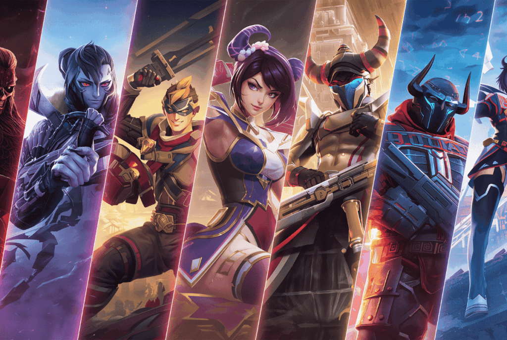 Kolase digital berwarna-warni dari 10 game gratis PC populer