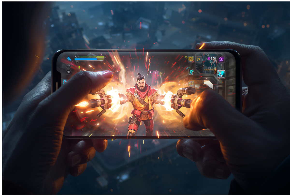 Pertarungan intens Valorant Mobile ditampilkan di layar smartphone