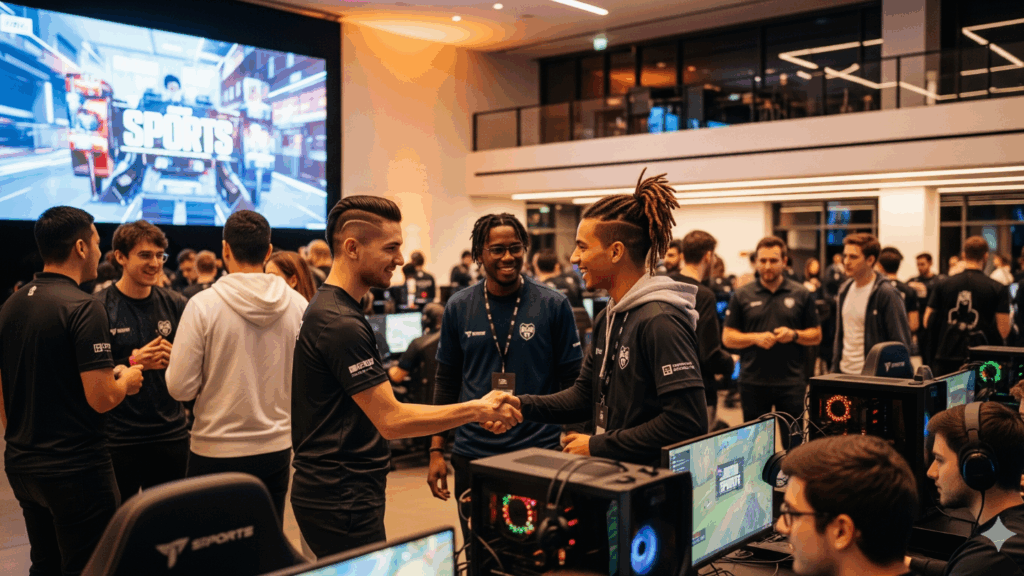 Komunitas Esports sedang networking di sebuah event lokal