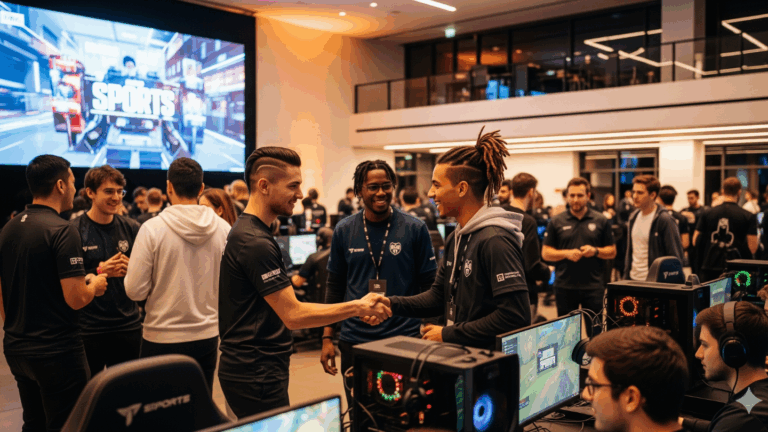 Komunitas Esports sedang networking di sebuah event lokal