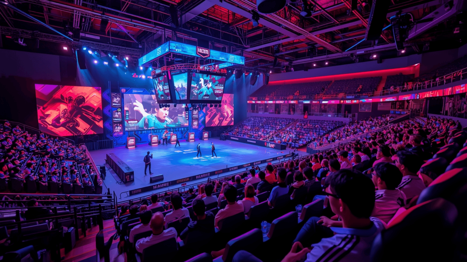 Turnamen esports profesional dengan pemain dan penonton penuh