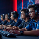 Tim esports berdiskusi strategi sebelum pertandingan kompetitif